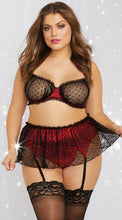 Sexy plus size heart mesh bra, garter skirt & G-String panty