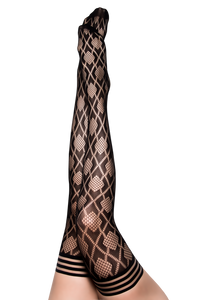 Diamond fishnet thigh-high tights