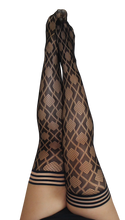 Diamond fishnet thigh-high tights