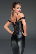 Wetlook lace corset with an impressive design