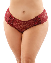 Crotchless Lace Boyshort Panty with Decorative Lace Up Panels