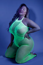 Sexy crotchless neon fishnet bodystockings
