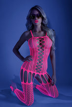 Glow in the dark fishnet bodystocking