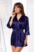 Luxurious navy blue satin robe