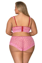 Valentine's demi cups pink bra set with hearts