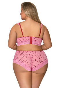 Valentine's demi cups pink bra set with hearts