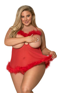 Sexy Christmas gift for her - cupless red babydoll set