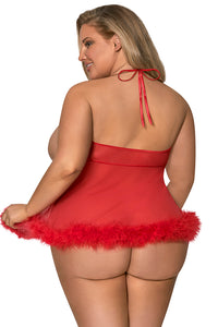 Sexy Christmas gift for her - cupless red babydoll set