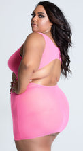 Provocative underboob plus size neon dress