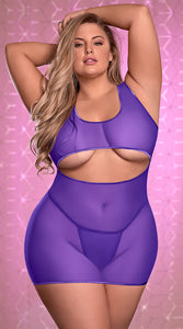 Provocative underboob plus size neon dress
