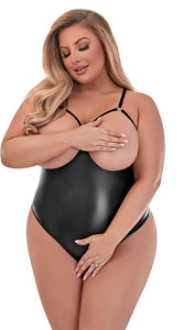 Erotic cupless wetlook bodysuit