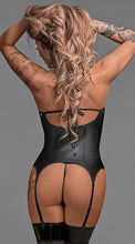 Sexy faux leather bustier set with silver details