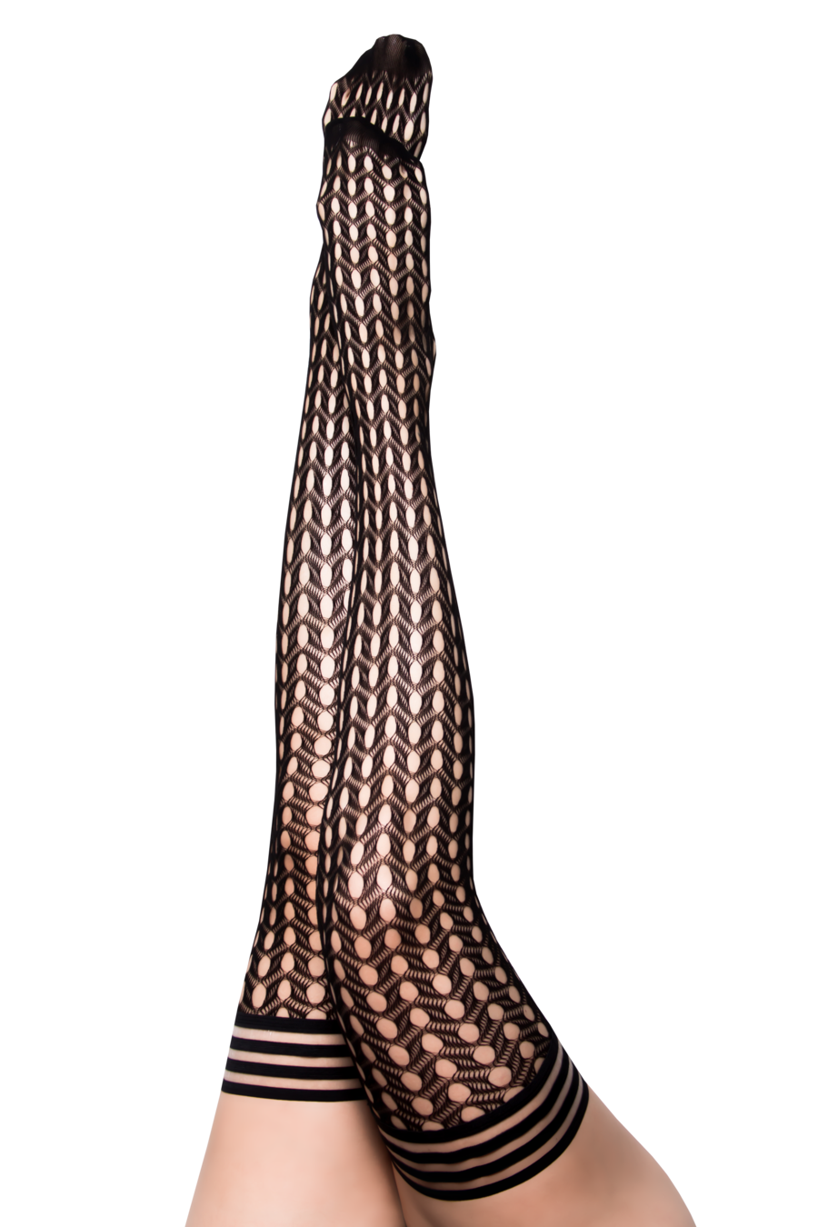 Circle fishnet thigh-high