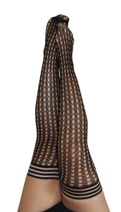 Circle fishnet thigh-high