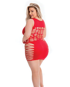 Sexy fishnet red dress