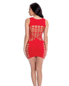 Sexy fishnet red dress