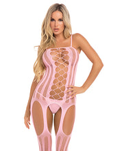 Sexy fishnet neon yellow bodystocking