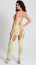 Sexy fishnet neon yellow bodystocking