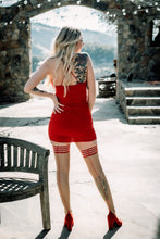 Red stockings with a backseam