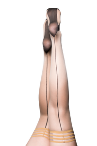 Nude Cuban heel thigh high with a non-slip grip