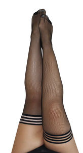 Black fishnet thigh-high with a non-slip grip