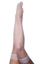 White bridal fishnet thigh-high with a non-slip grip