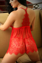 Sexy Eyelash Lace Babydoll and Matching Crotchless G-string Panty