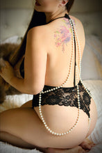 Crotchless lace plus size bodysuit with pearls