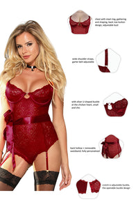 A stunning lace burgundy bodysuit