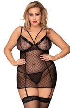 Seductive mesh chemise with criss-cross details