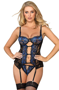 Beautiful lingerie set with stunning delicate sapphire and black lace