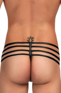 Matte look men's thong with front zip