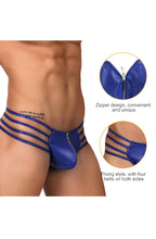 Matte look men's thong with front zip