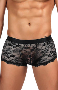 Seductive sheer floral lace men’s boxer brief