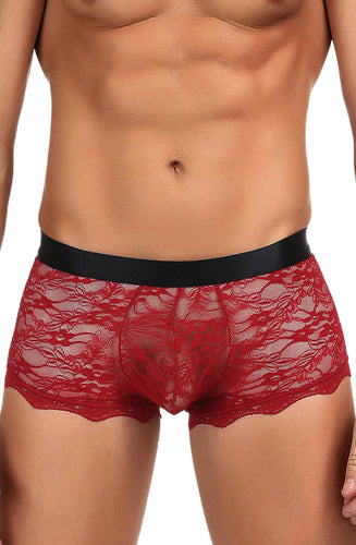 Seductive sheer floral lace men’s boxer brief