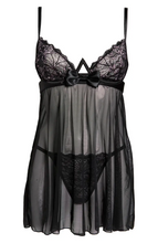 Seductive Black & Pink Tulle Underwire Lingerie Babydoll