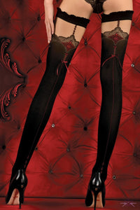 Seductive seamed red and black stockings