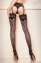 Elegant black stockings with swirl pattern