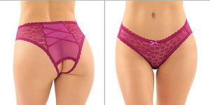 Crotchless Lace and Mesh Panty - PACK