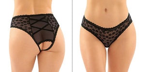 Crotchless Lace and Mesh Panty - PACK