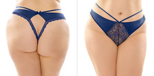 Strappy Microfiber and Lace Thong with Back Cutout - PACK