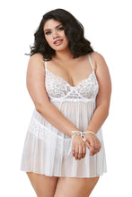 Plus size bridal pearl babydoll with crotchless pearl thong