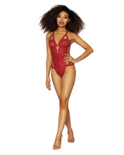 Sexy red lace bodysuit