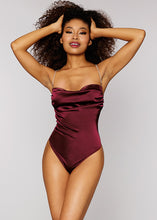 Luxurious burgundy satin bodysuit