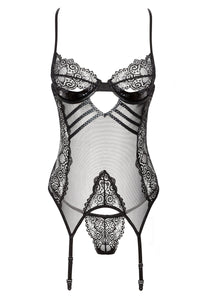 Elegant corset with wetlook details