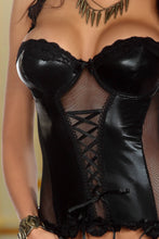 Wet look corset with skirt