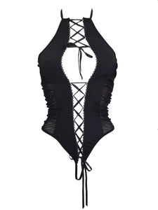 Sexy sheer lace-up body