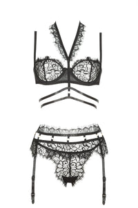 Erotic four-piece lingerie set from elegant lace