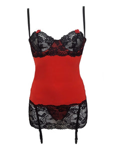 Alluring red and black chemise