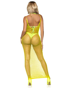 Sexy fishnet neon maxi dress